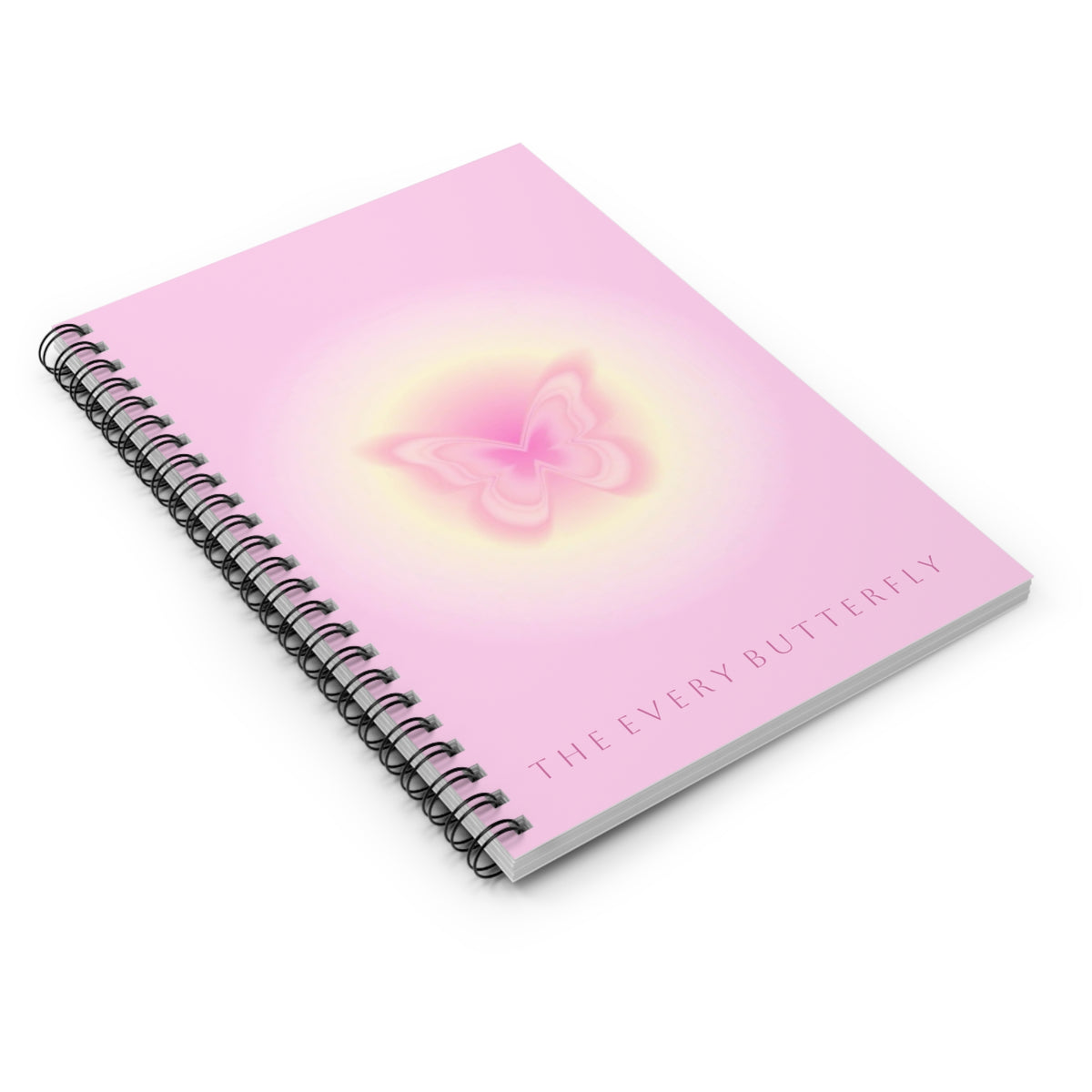 Pink Butterfly Spiral Notebook — 'The Every Butterfly' Ruled Journal, Pastel Floral Aesthetic