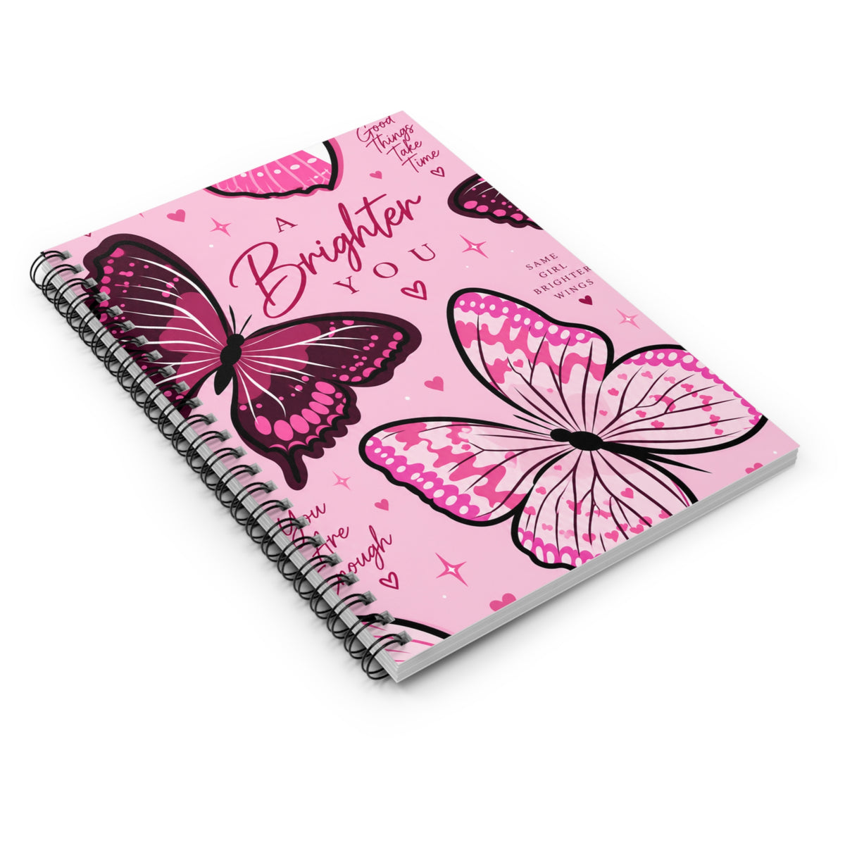 A Brighter You Butterfly Spiral Notebook - Pink Inspirational Journal