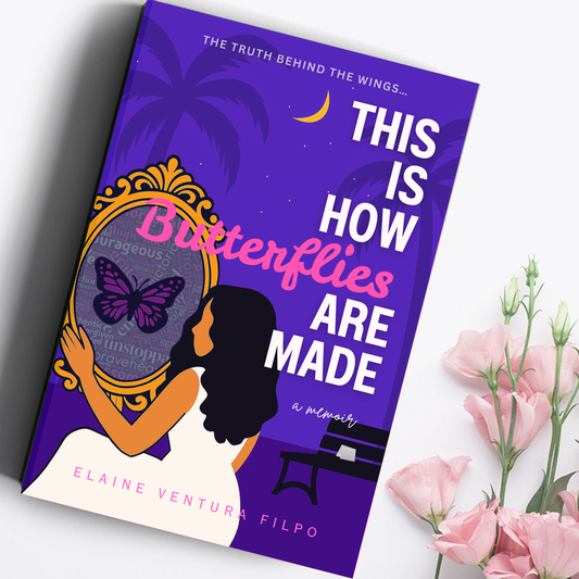 Book cover of 'This is How Butterflies Are Made' with a butterfly and silhouette design on a purple background.